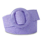 Mauve Straw Stretch Woven Resin Buckle Belt