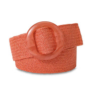 Orange Straw Stretch Woven Resin Buckle Belt