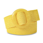 Yellow Straw Stretch Woven Resin Buckle Belt