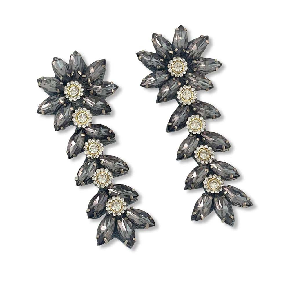 Rhinestone and Diamante Flower Event Earrings