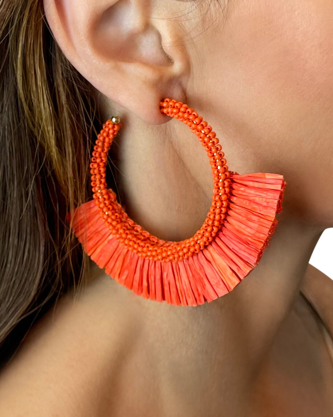 Rio Raffia Hoop Earrings