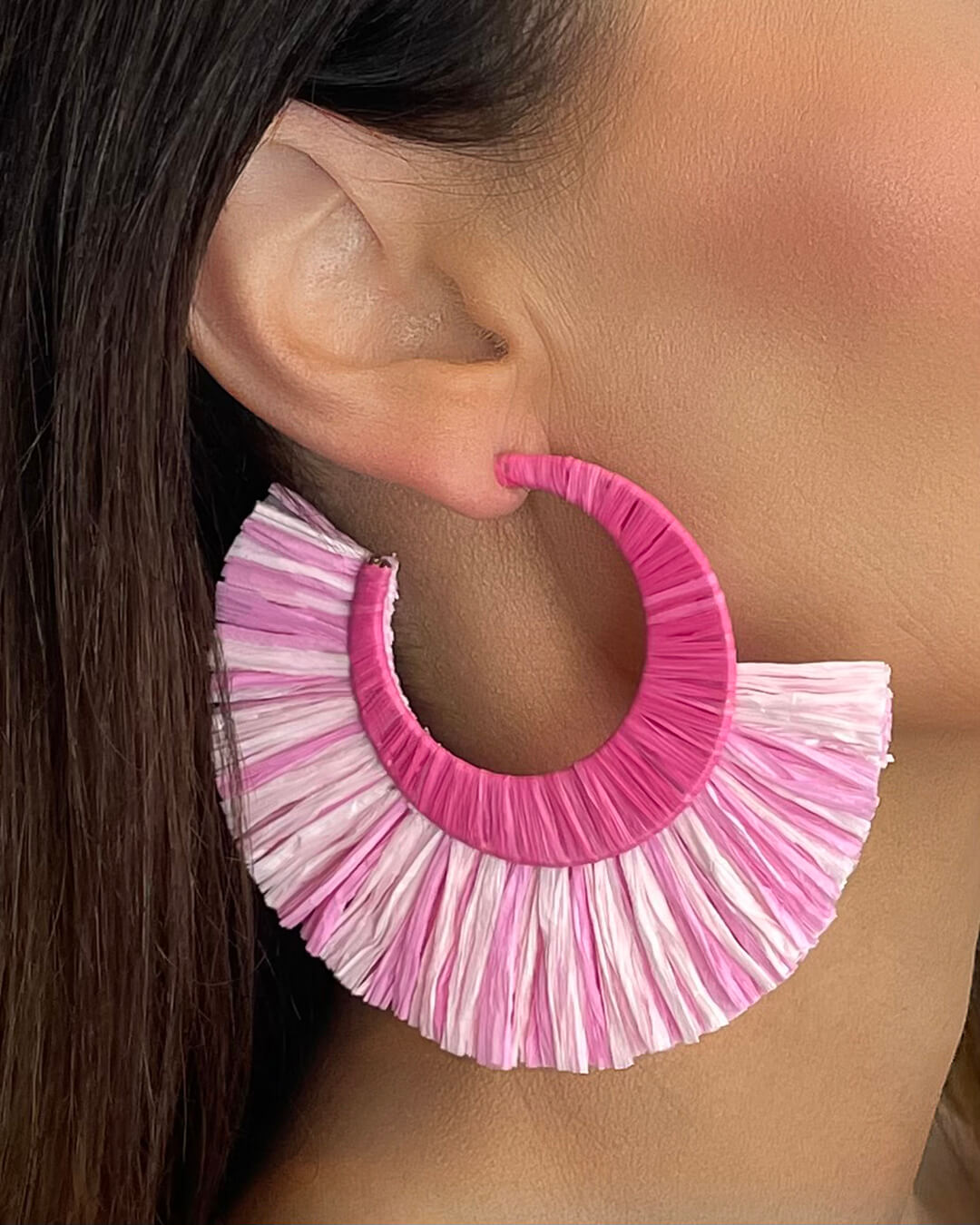 Rose Fringe Hoop Earrings