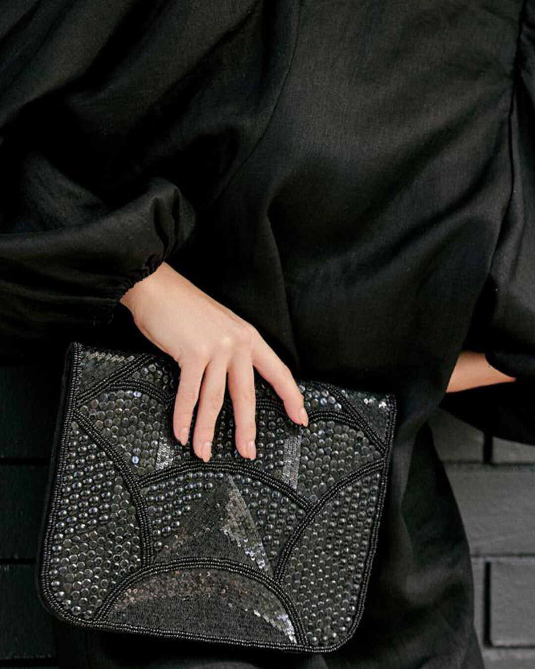 Sequin Flap Over Clutch