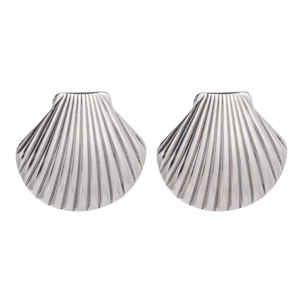 Stainless Steel Clam Shell Design Stud Earrings