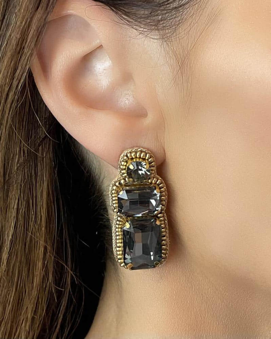 Smoke Rhinestone Drop Earrings