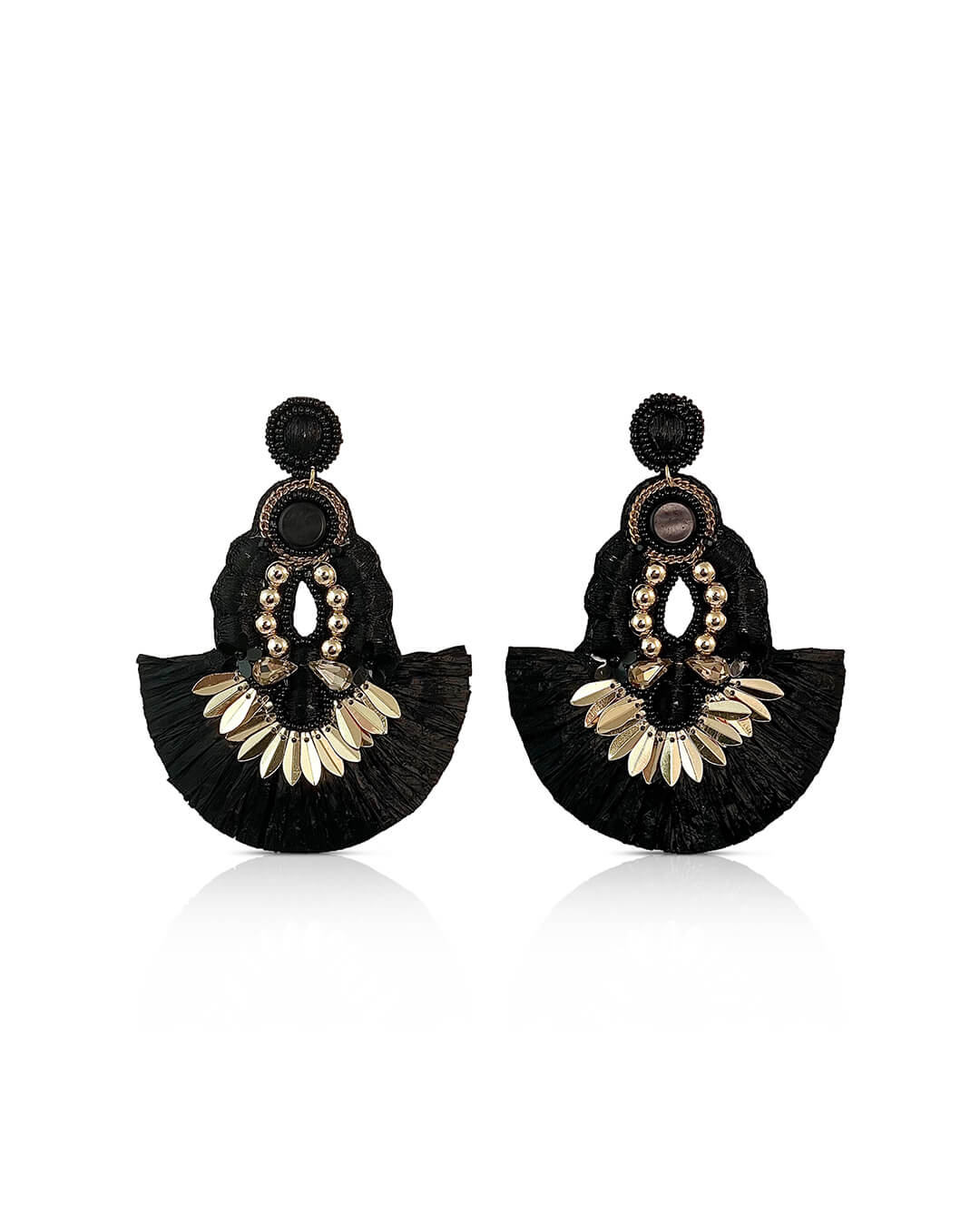 Statement Sequin Raffia Earrings