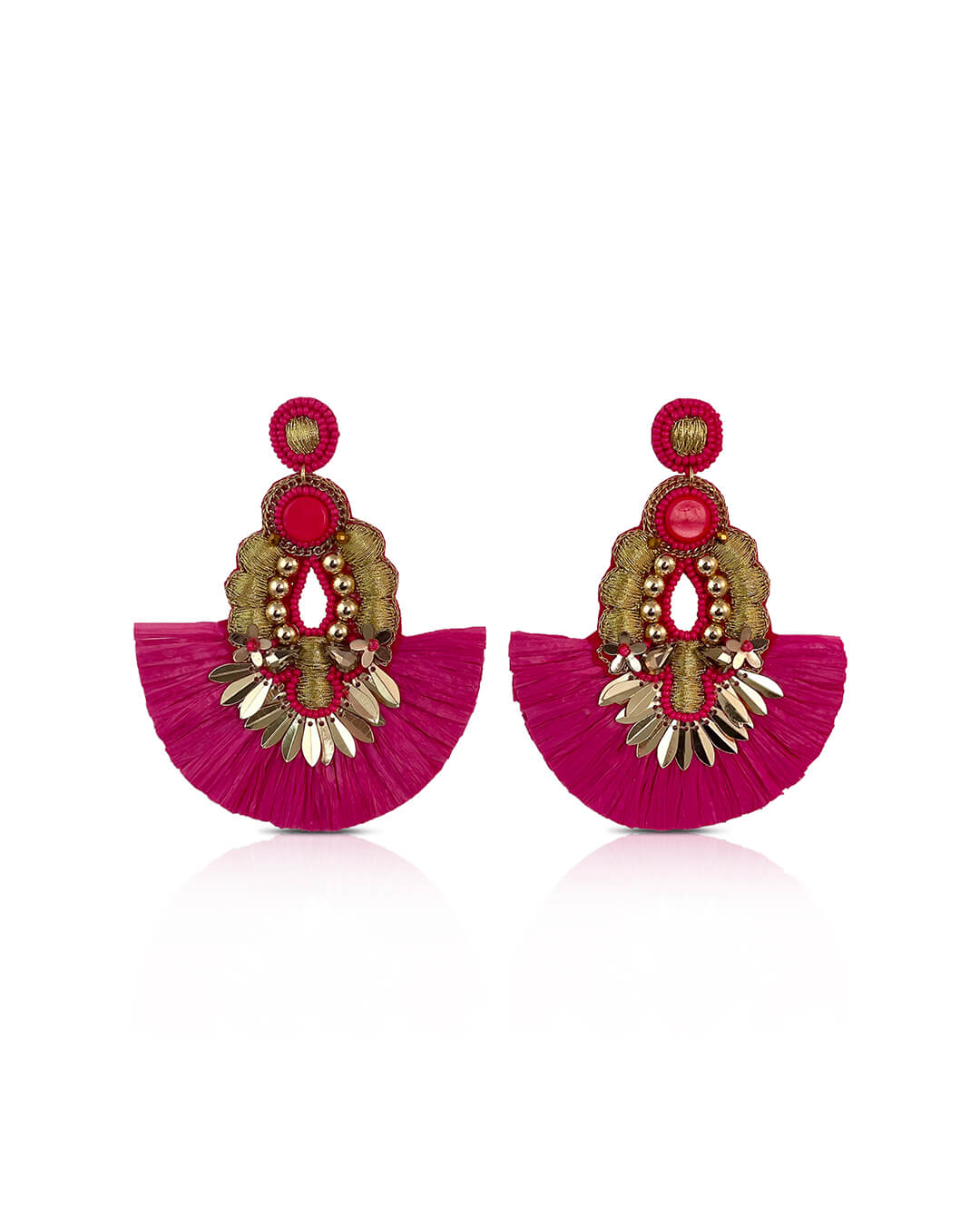 Statement Sequin Raffia Earrings