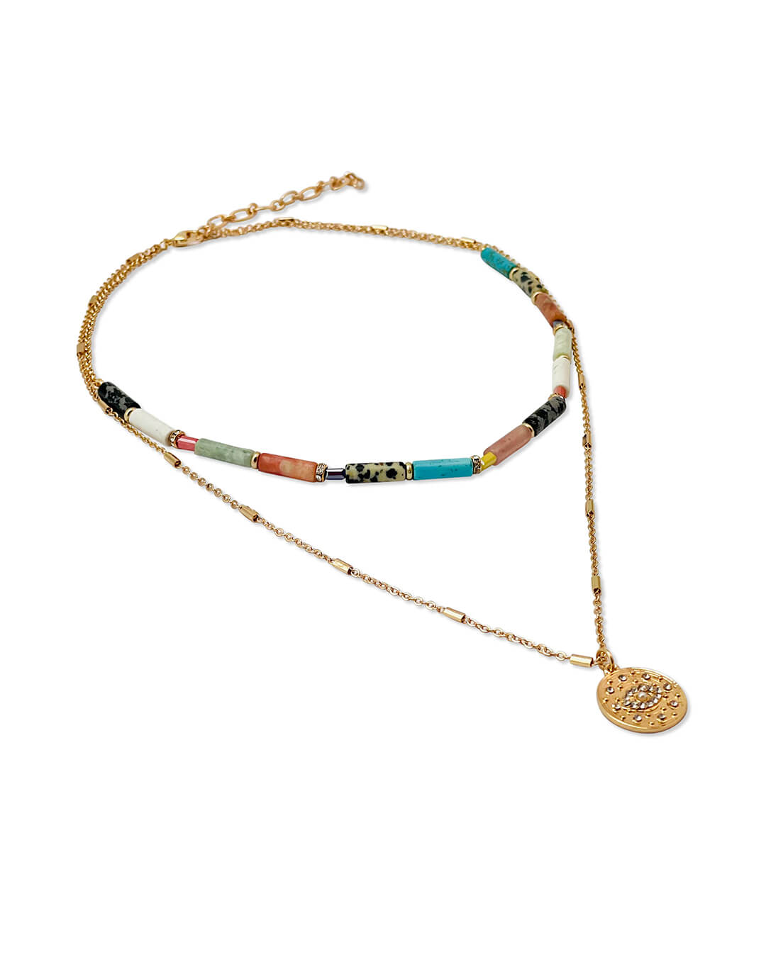 Stone Layer Charm Necklace