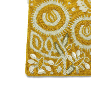 Bright Yellow Beaded Floral Clutch