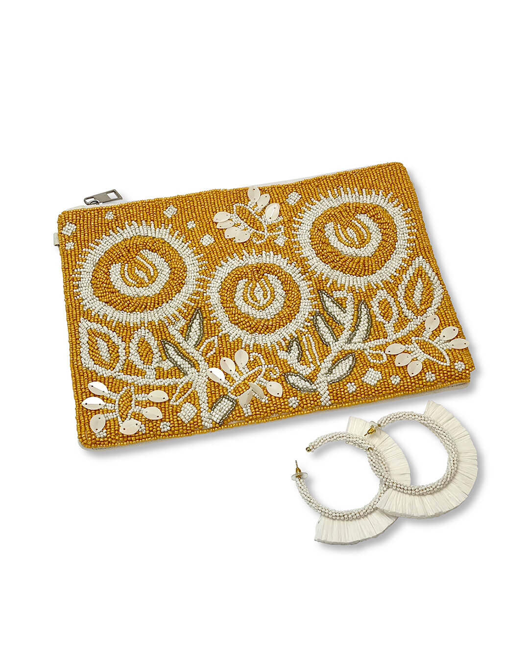 Sunshine Blooms Beaded Clutch