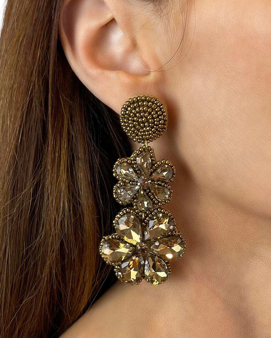 Tiered Flower Statement Earrings