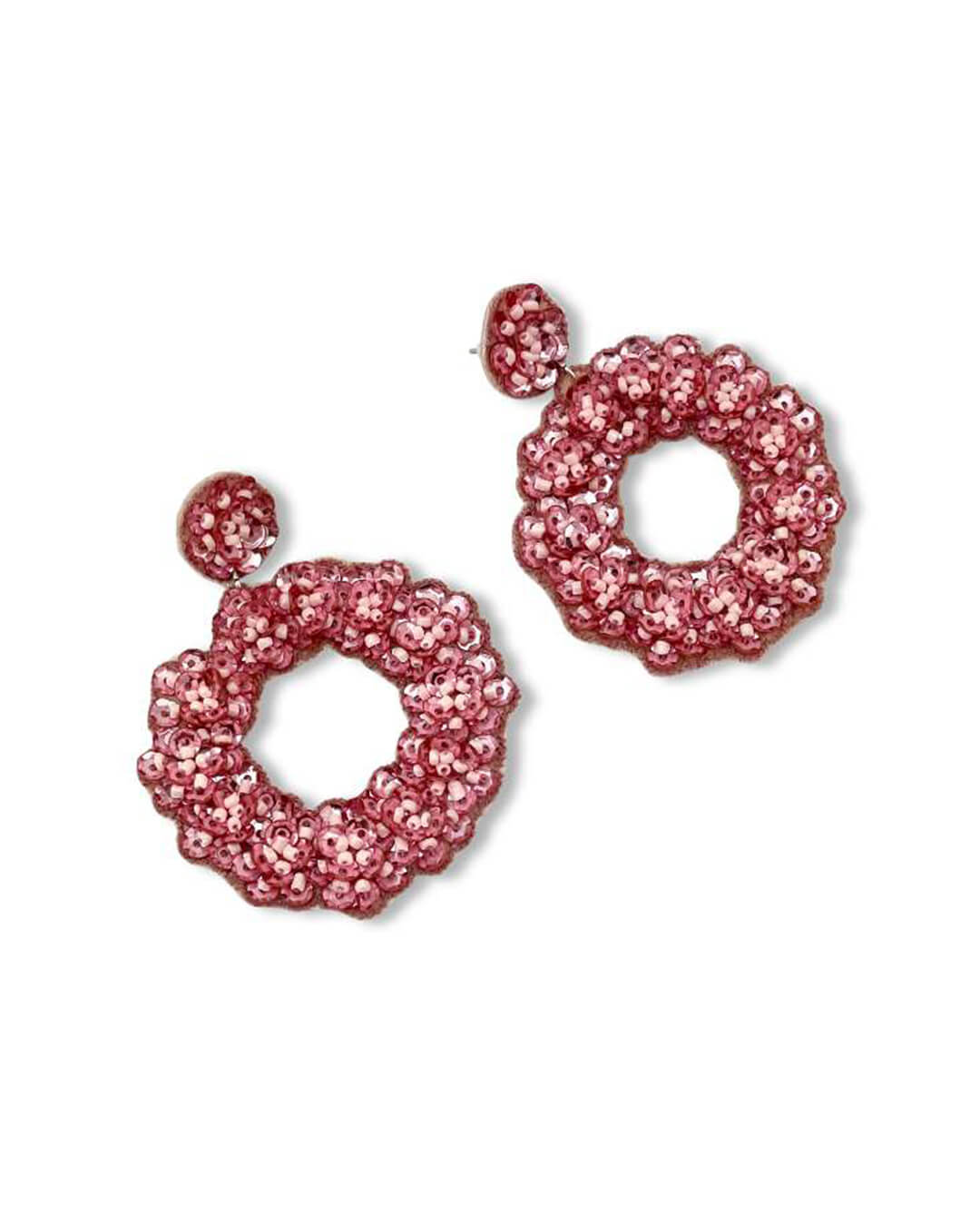 Varied Beaded Round Drop Statement Earrings