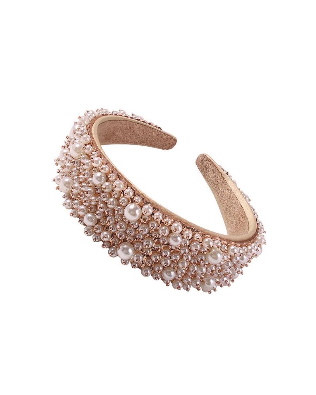 Wide Pearl Rose Gold Cluster Headband