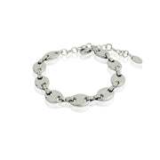 Silver Plated stainless steel bracelet  Box design chain Length 15 cm plus 5 cm extension  Lead Free, Nickel Free, PVD Plated Waterproof