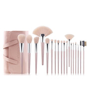 Eighteen Piece Makeup Brush Set with Vegan Leather Storage Pouch with Handle and Magnetic Closure
