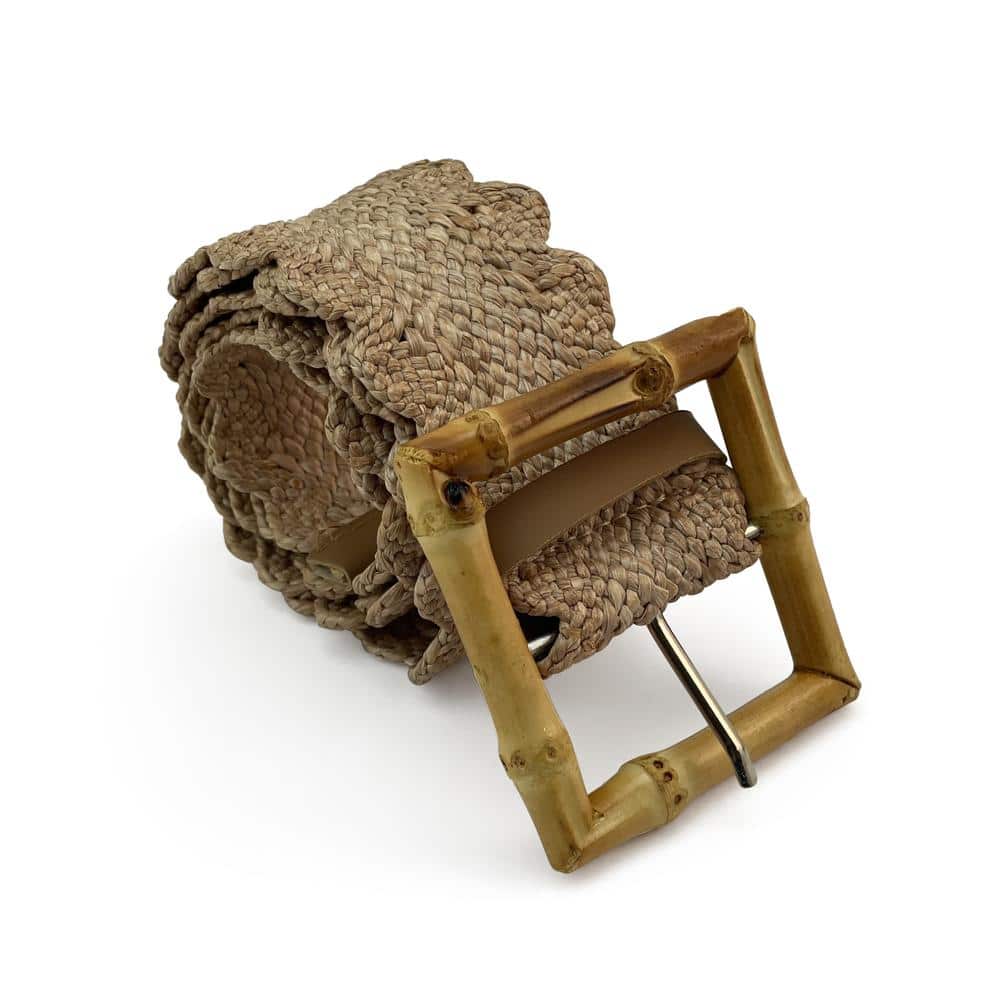 Bamboo buckle Scallop woven belt Length 98 cm
