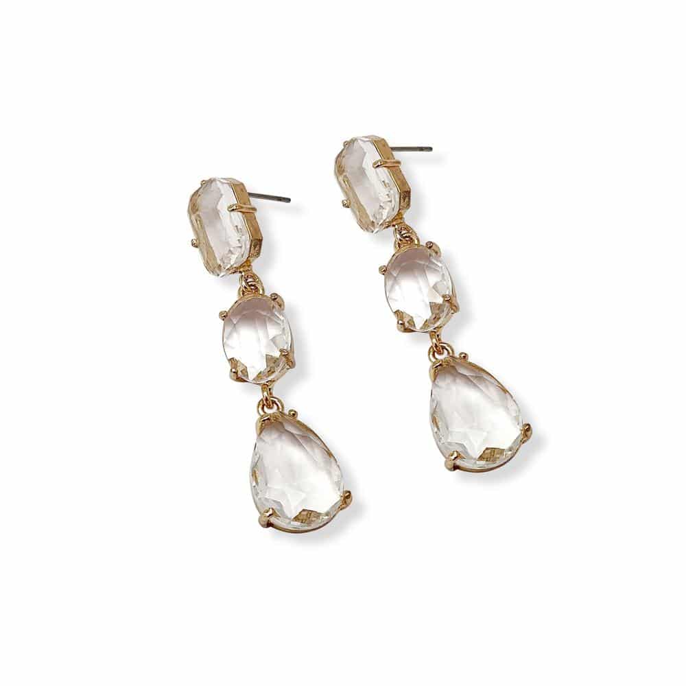 Teardrop shape Crystal glass earrings Set in plated alloy Nickel Free and hypo allergenic 