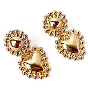 Vintage gold heart stud featuring heart drop