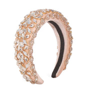Peach Padded velvet headband Heavily encrusted with rhinestones and diamante