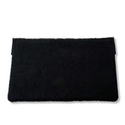 Black canvas clutch bag Flap-over clutch Black and gold bead detailing Magnetic clasp Back View