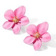 Pink flower stud earrings with gold allow centre