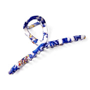 Blue and white patterned hair claw
