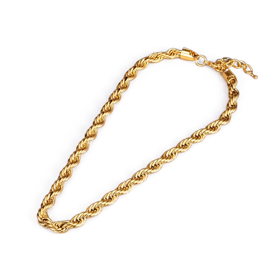18K gold plated titanium steel necklace Chunky twisted design
