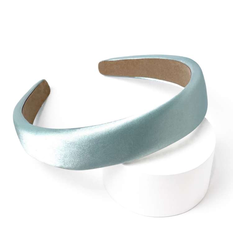 Satin Fabric Padded Headband in Aqua