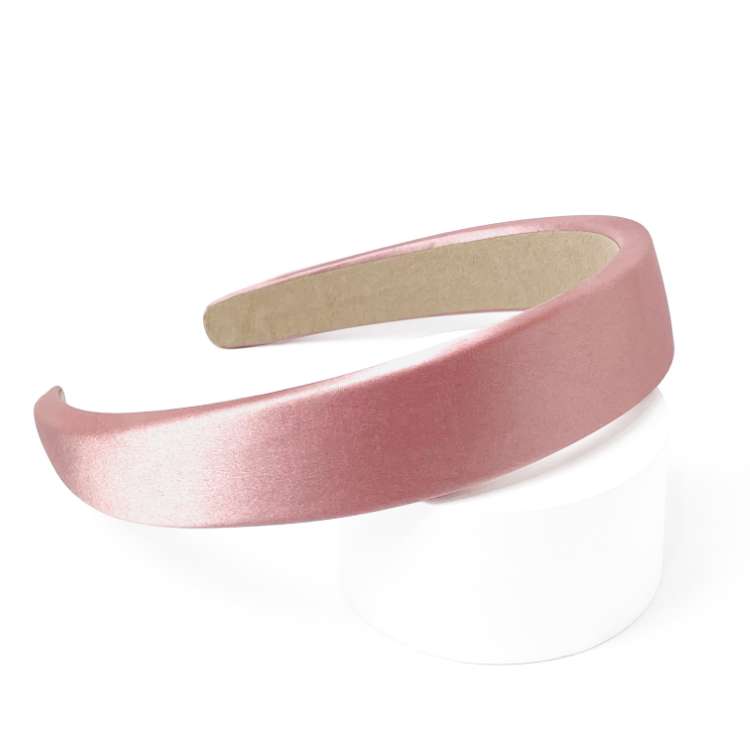 Satin Fabric Padded Headband in Pink