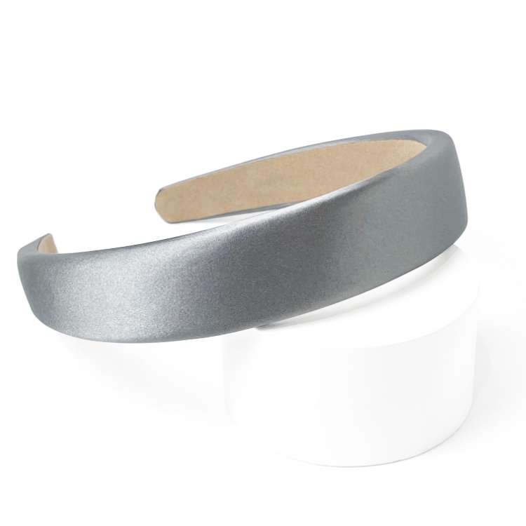 Satin Fabric Padded Headband in Silver Grey