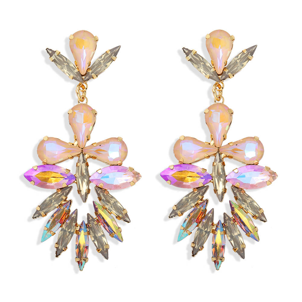 iridescent diamante drop earrings