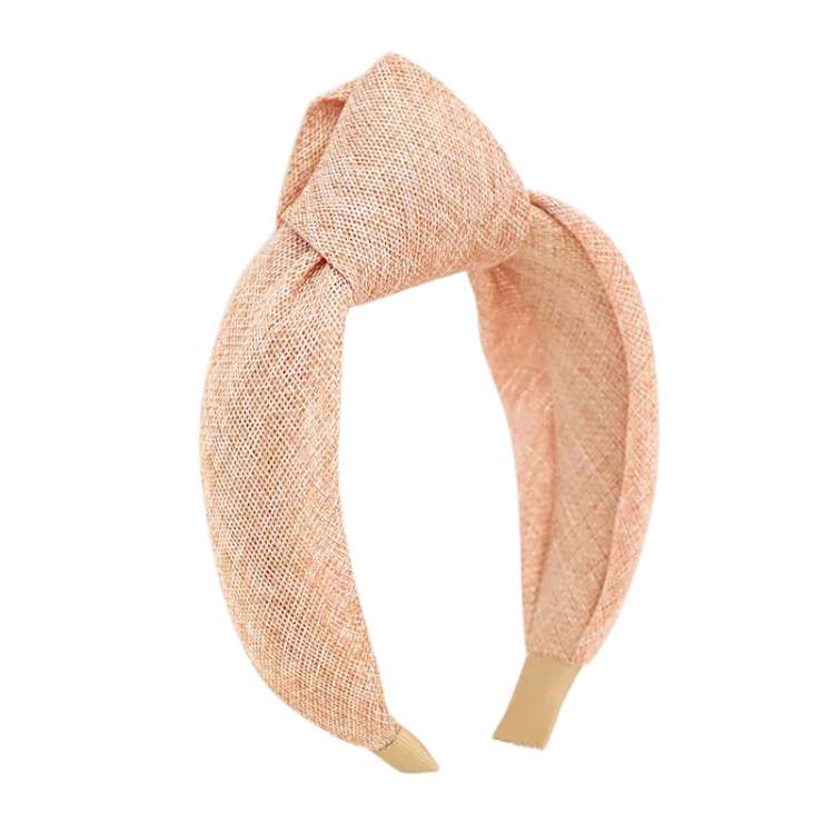 Woven fabric headband Oversized top knot design blush
