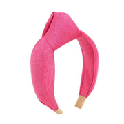 Woven fabric headband Oversized top knot design pink
