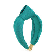 Woven fabric headband Oversized top knot design Teal