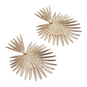 Large Gold Palm Leaf Design Statment Earrings