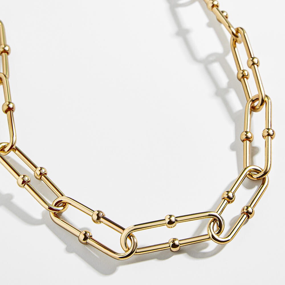 Gold alloy cable-chain necklace