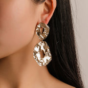 Gold Alloy Hammer textured Statement Earrings