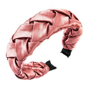 Plaited satin fabric-covered headband rose