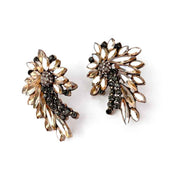 Diamante and Rhinestone Floral Design Stud set in Vintage Gold Alloy