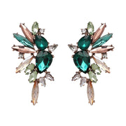 Emerald and Champagne Diamante Stud Earrings