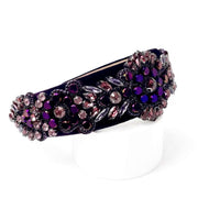 Velvet fabric headband Richly embellished with purle ab rhinestones and diamante with Floral design