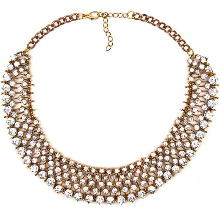      Vintage gold short necklace     Featuring progressive diamante detailing     Length 50 cm plus 7 cm extension