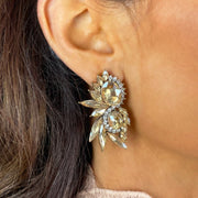 Close up of model wearing Varied Rhinestone and Diamante Stud Earrings Nickle Free