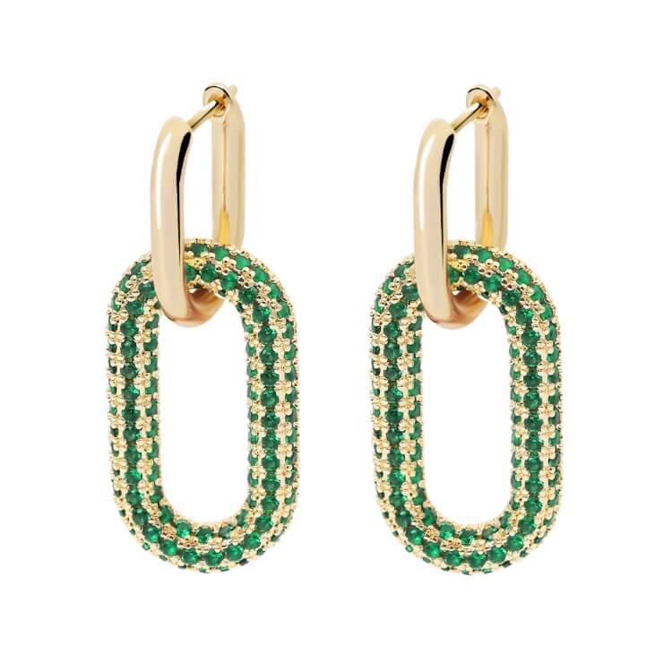 Cable Diamante Earrings, green