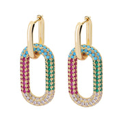 Cable Diamante Earrings, pink, green, turquoise 