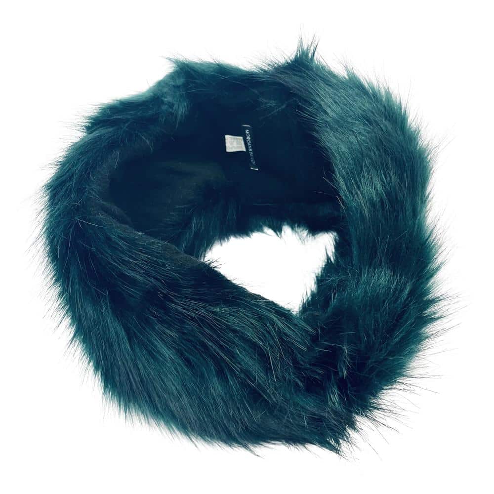 Luxe Faux Fur Headband Made with Acrylic Fully Lined Fleece Inner in Bottle Green