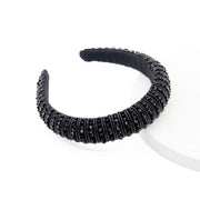 Varied Crystal Embellished Headband in Black