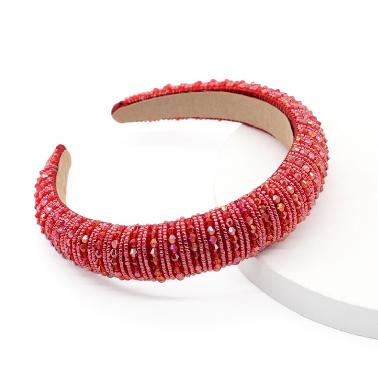 Varied Crystal Embellished Headband in red