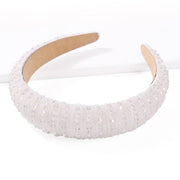 Varied Crystal Embellished Headband in White