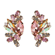 Rhinestone and Diamante Geometric Design Stud Earrings in Blush